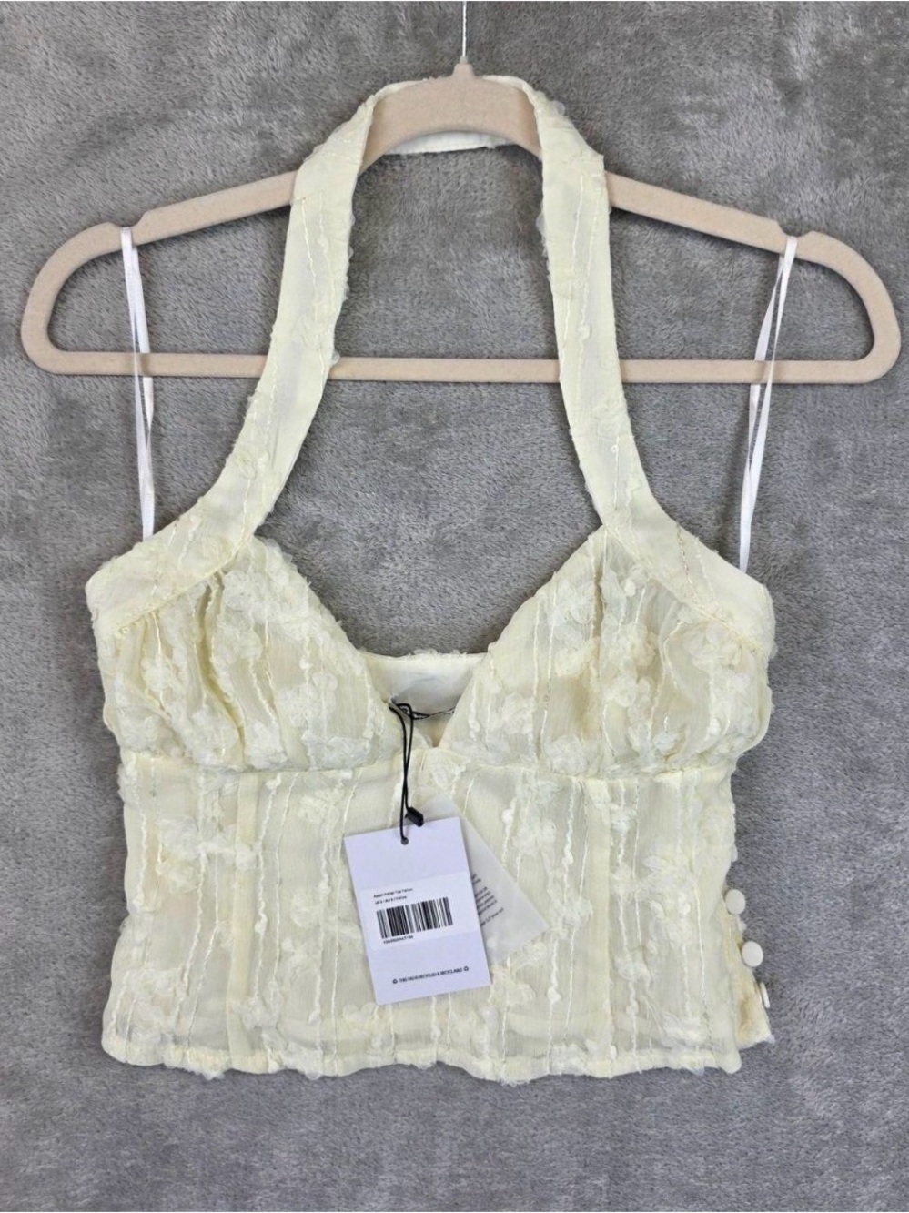 Princess Polly Ivory Lace Halter Crop Top